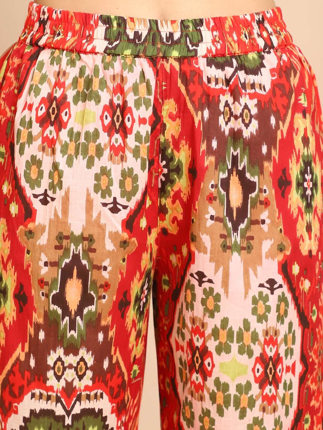 Women's Pure Cotton Printed Collared Top and Pant Co-ord Set (Multti Color4) - Image 7
